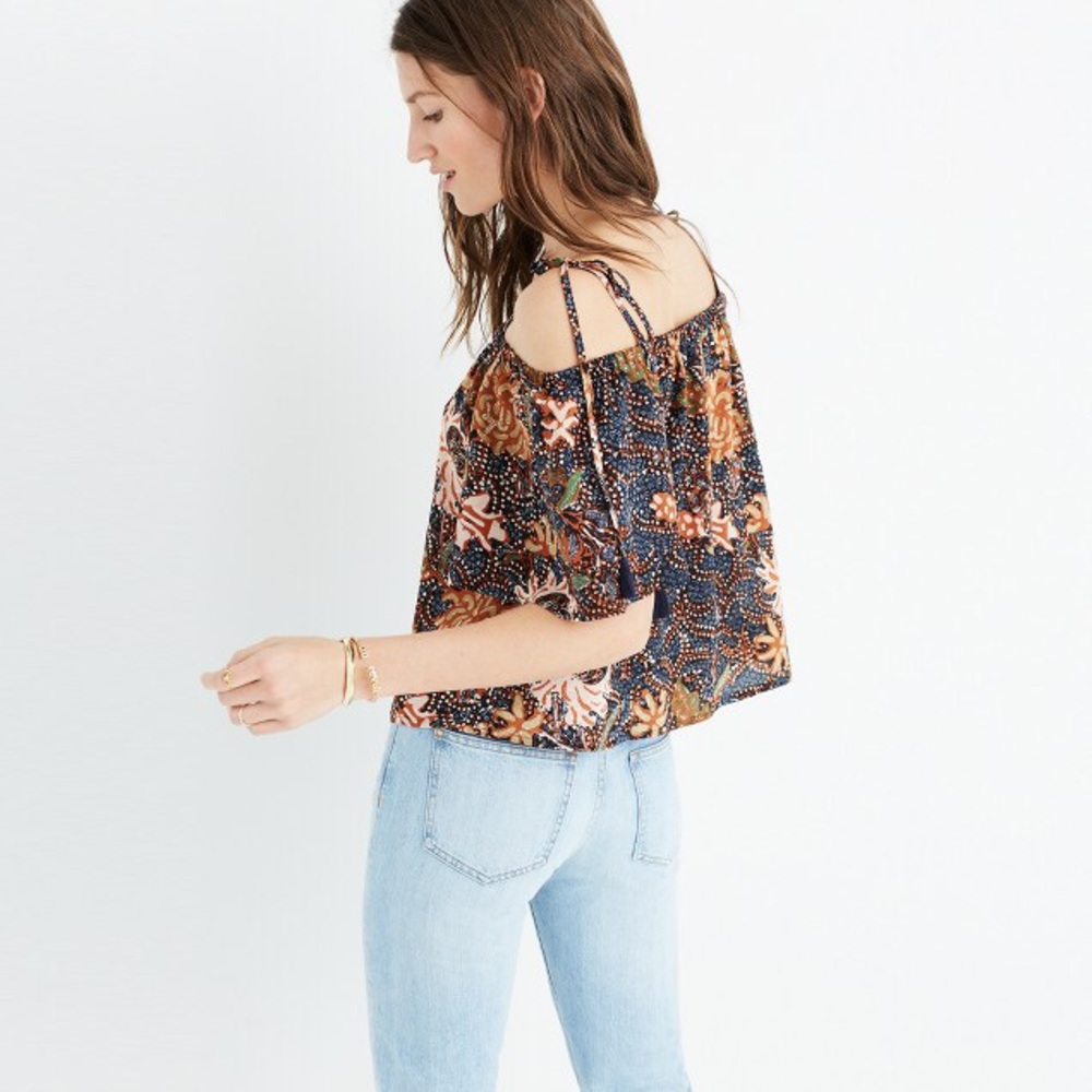 ✨NWT Madewell Silk Cold Shoulder Top